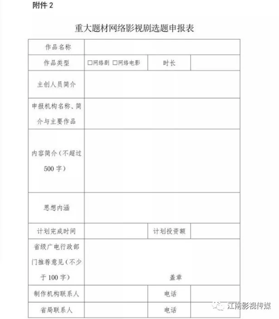 重大題材網絡影視(shì)劇(jù)選題申報表